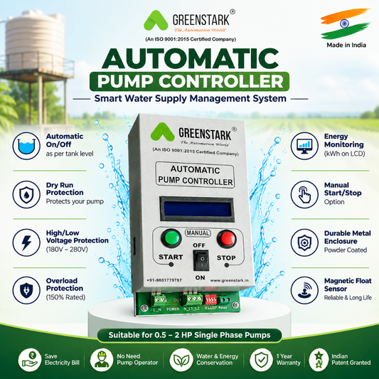 The Automatic Water Level Controller is designed to operate Single Phase Submersible Pumps, Jet Pumps, Monoblock Pumps, and MCB-type starter pumps automatically.